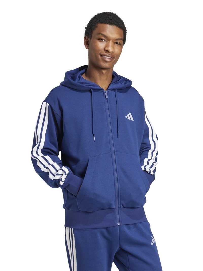 POLERÓN CON CIERRE HOMBRE ADIDAS JD1868 AZUL ESSENTIALS 3 BANDAS FLEECE HOODIE - 5
