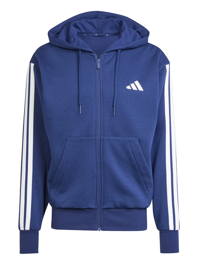POLERÓN CON CIERRE HOMBRE ADIDAS JD1868 AZUL ESSENTIALS 3 BANDAS FLEECE HOODIE - 6