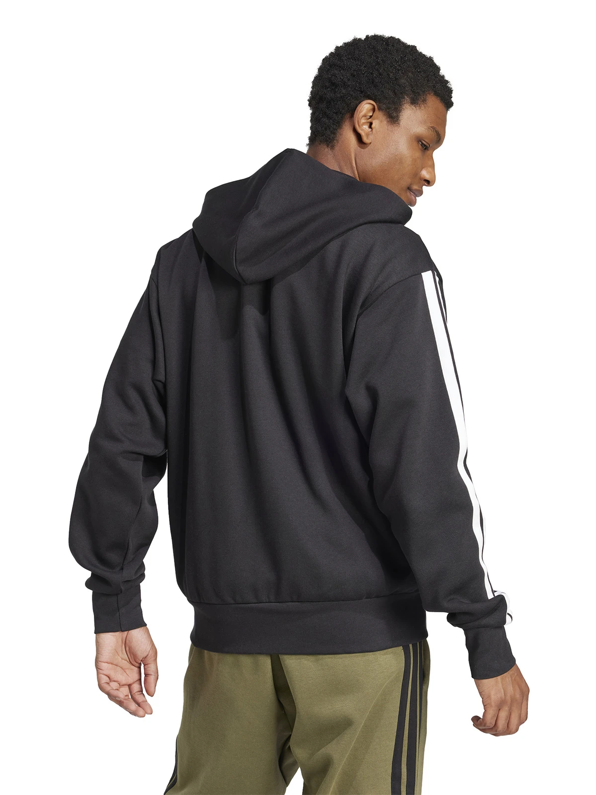 POLERÓN CON CAPUCHA HOMBRE ADIDAS JD1870 NEGRO ESSENTIALS FLEECE 3 BANDAS - 2