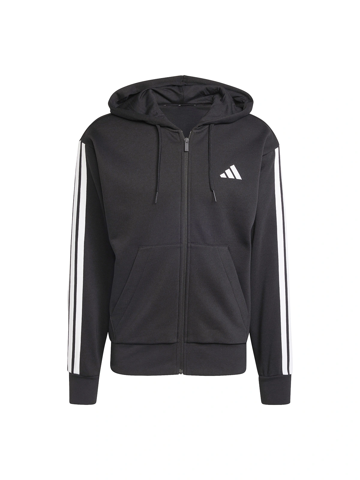 POLERÓN CON CAPUCHA HOMBRE ADIDAS JD1870 NEGRO ESSENTIALS FLEECE 3 BANDAS - 6