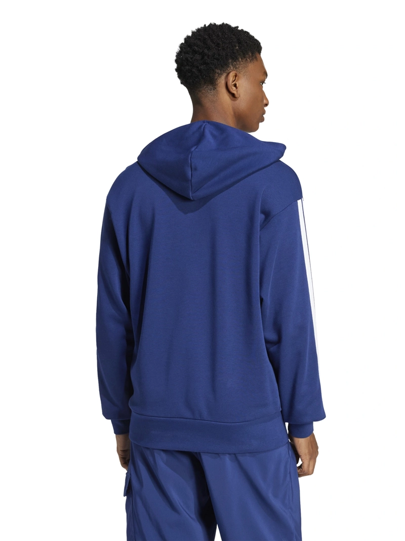POLERÓN CON CAPUCHA HOMBRE ADIDAS JD1872 AZUL HOMBRW ESSENTIALS 3 BANDAS FELPA FRANCESA - 2
