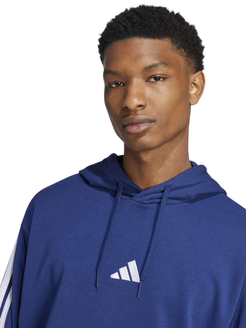 POLERÓN CON CAPUCHA HOMBRE ADIDAS JD1872 AZUL HOMBRW ESSENTIALS 3 BANDAS FELPA FRANCESA - 3