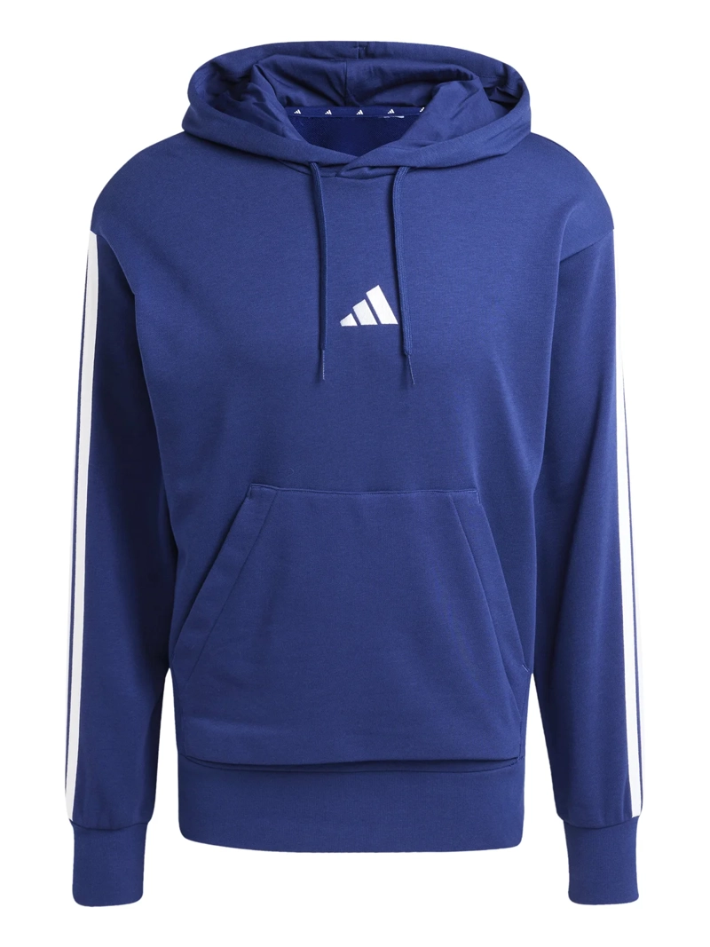 POLERÓN CON CAPUCHA HOMBRE ADIDAS JD1872 AZUL HOMBRW ESSENTIALS 3 BANDAS FELPA FRANCESA - 6