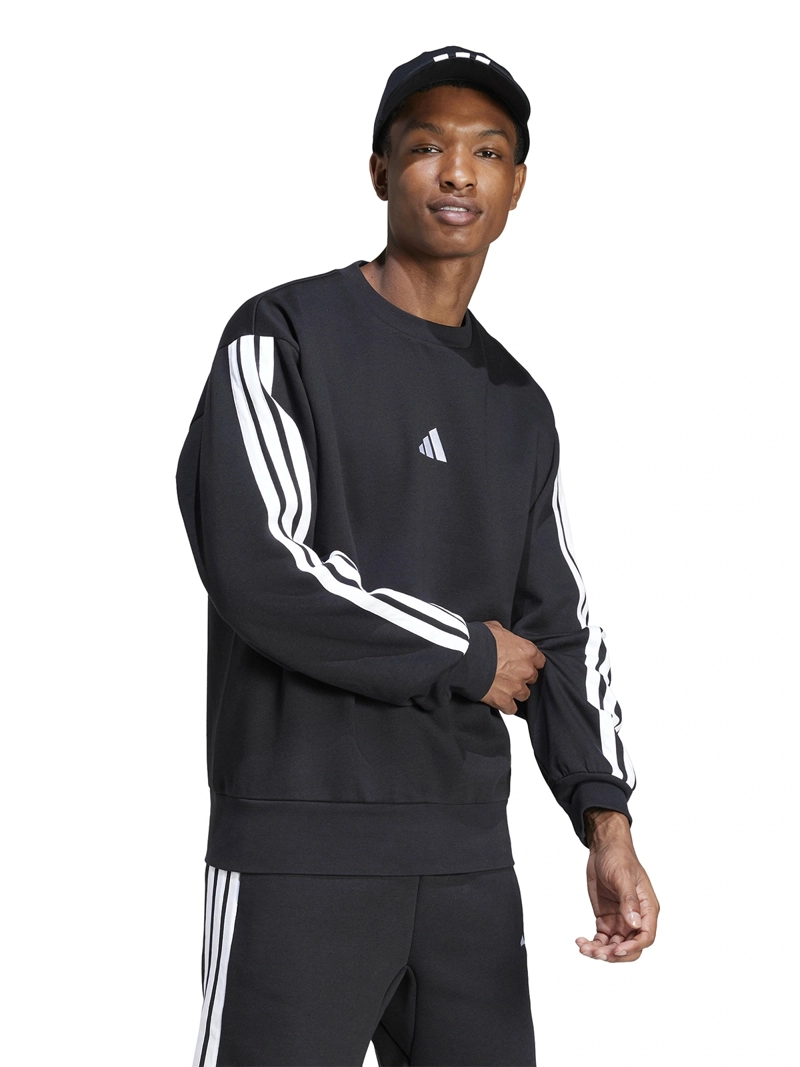 POLERÓN HOMBRE ADIDAS JE6304 NEGRO MANGA LARGA 3 BANDAS FLEECE - 5