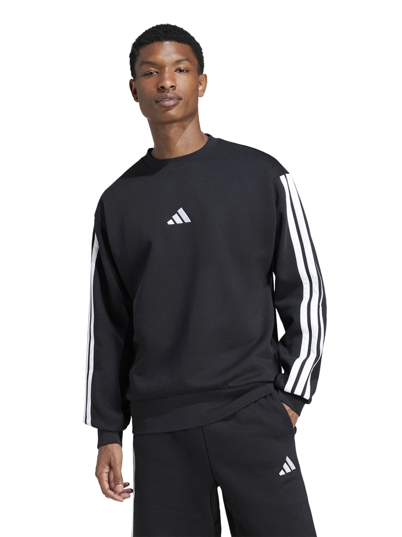 POLERÓN HOMBRE ADIDAS JE6304 NEGRO MANGA LARGA 3 BANDAS FLEECE - 1