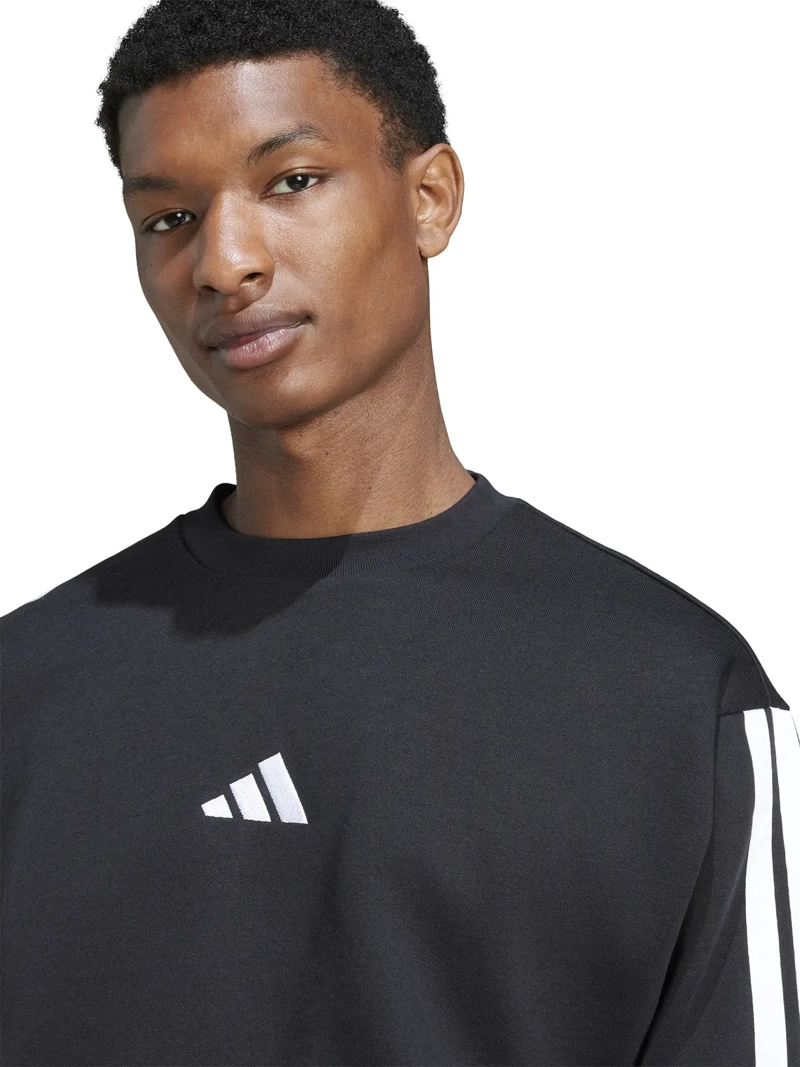 POLERÓN HOMBRE ADIDAS JE6304 NEGRO MANGA LARGA 3 BANDAS FLEECE - 3