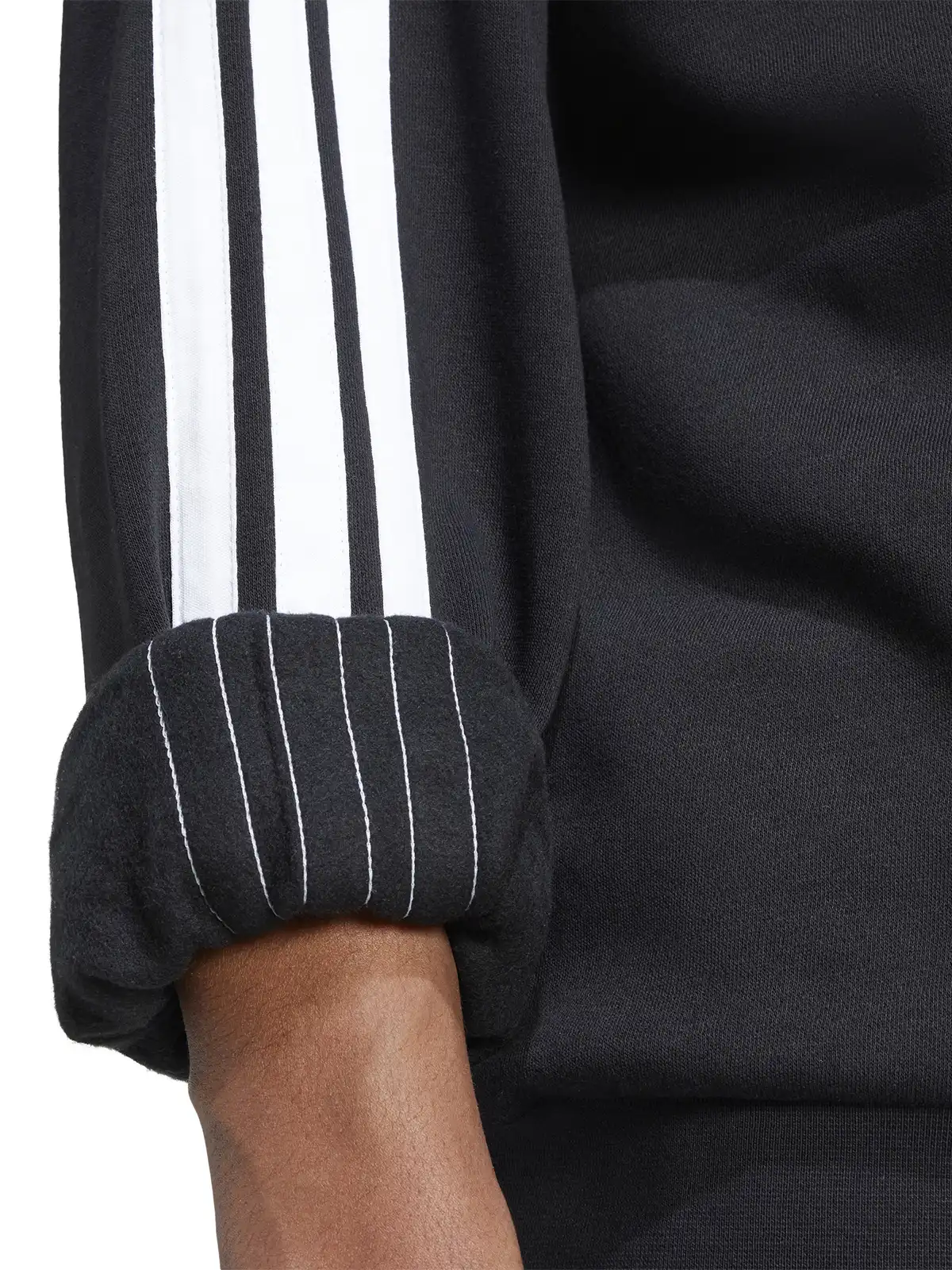 POLERÓN HOMBRE ADIDAS JE6304 NEGRO MANGA LARGA 3 BANDAS FLEECE - 4