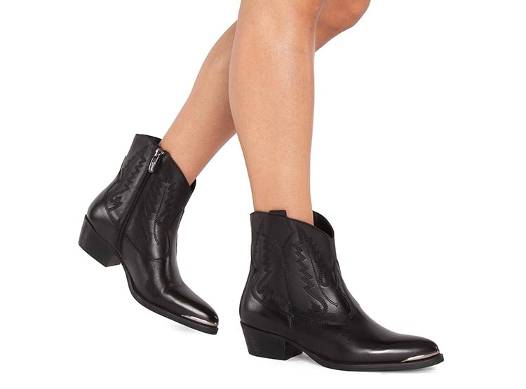BOTINES CUERO MUJER GACEL NEGRO ASHLEY