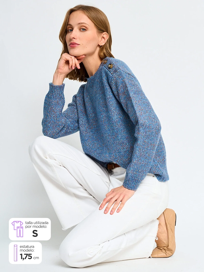 SWEATER MUJER REGATTA JASPEADO BOTONES - 1
