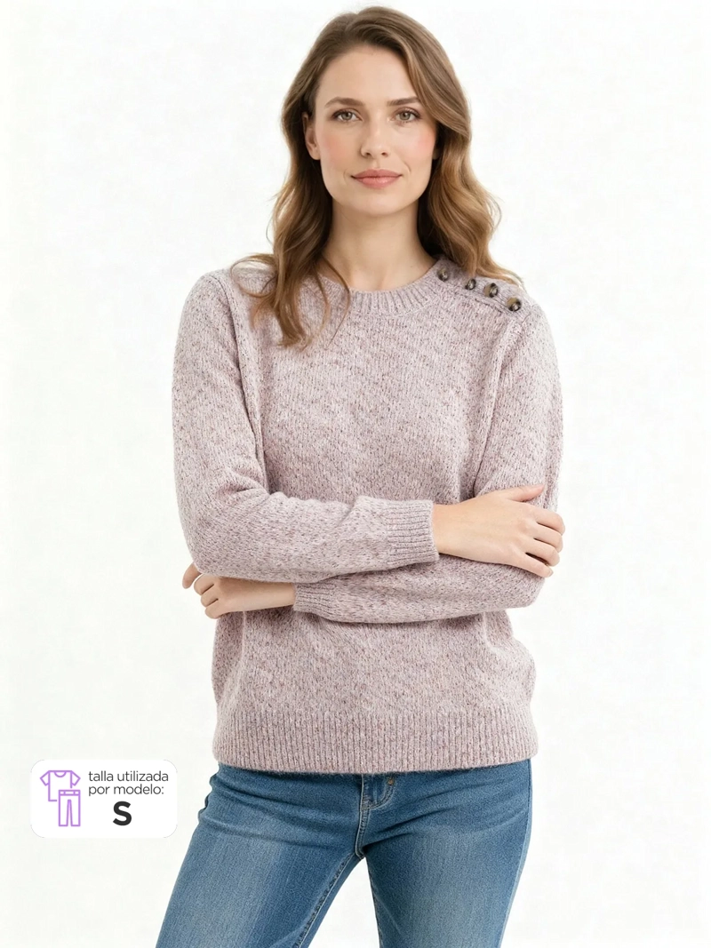 SWEATER MUJER REGATTA JASPEADO BOTONES - 1