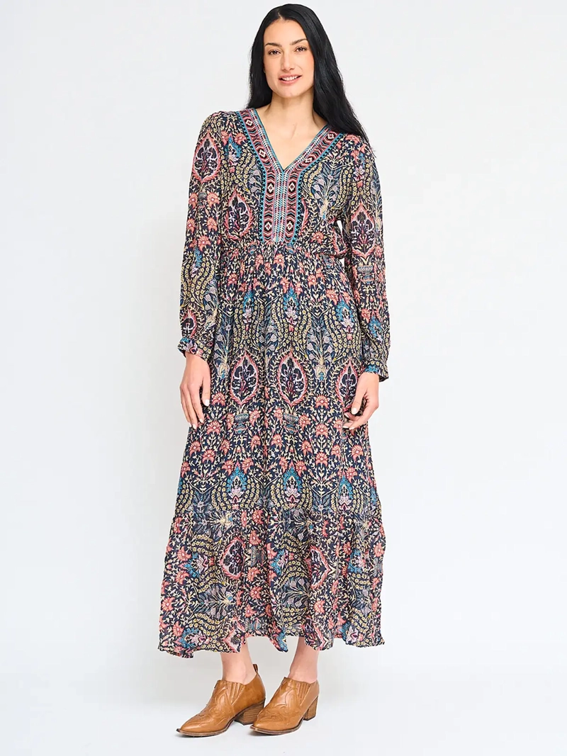 VESTIDO LARGO MUJER TATIENNE ESTAMPADO BORDADO - 2