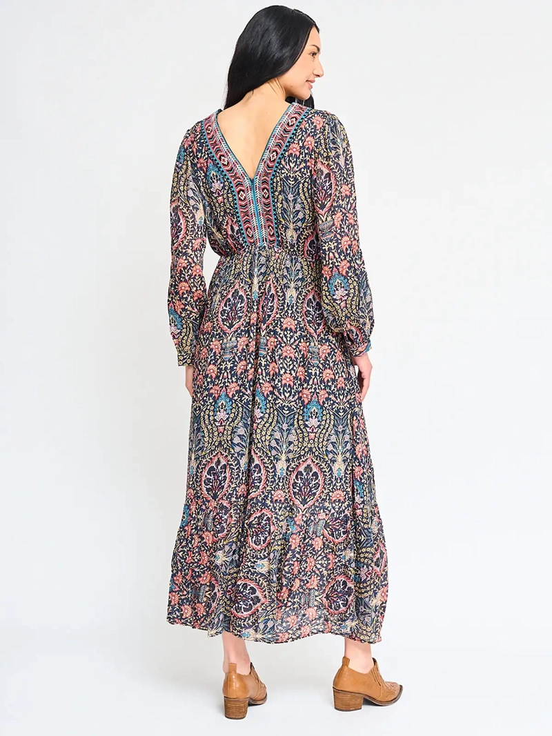 VESTIDO LARGO MUJER TATIENNE ESTAMPADO BORDADO - 3