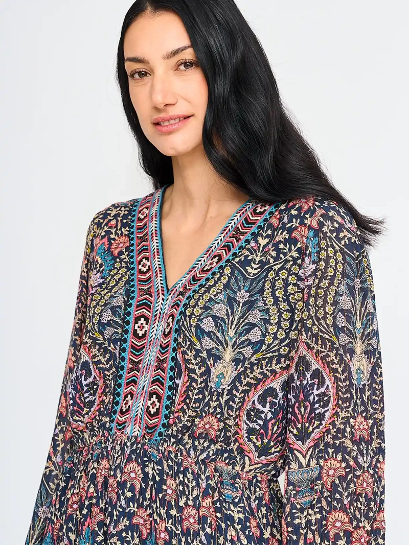 VESTIDO LARGO MUJER TATIENNE ESTAMPADO BORDADO - 4