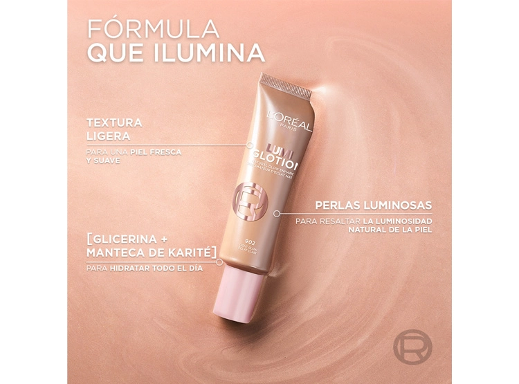 BASE DE MAQUILLAJE LOREAL 40 ML LUMI GLOTION ALL IN 1 FAIR GLOW - 5