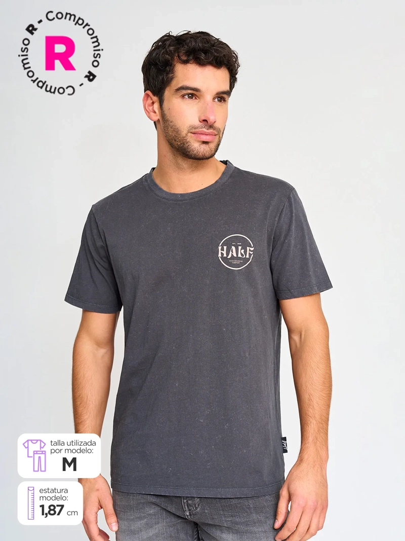 POLERA HOMBRE HALF MANGA CORTA ALGODÓN GRAFITO PRINT