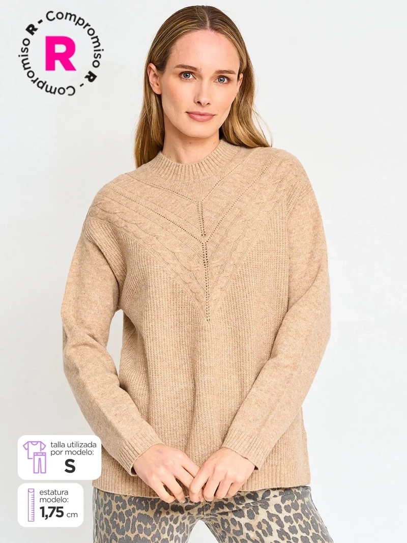 SWEATER MANGA LARGA MUJER AZIZ CUELLO MOCK