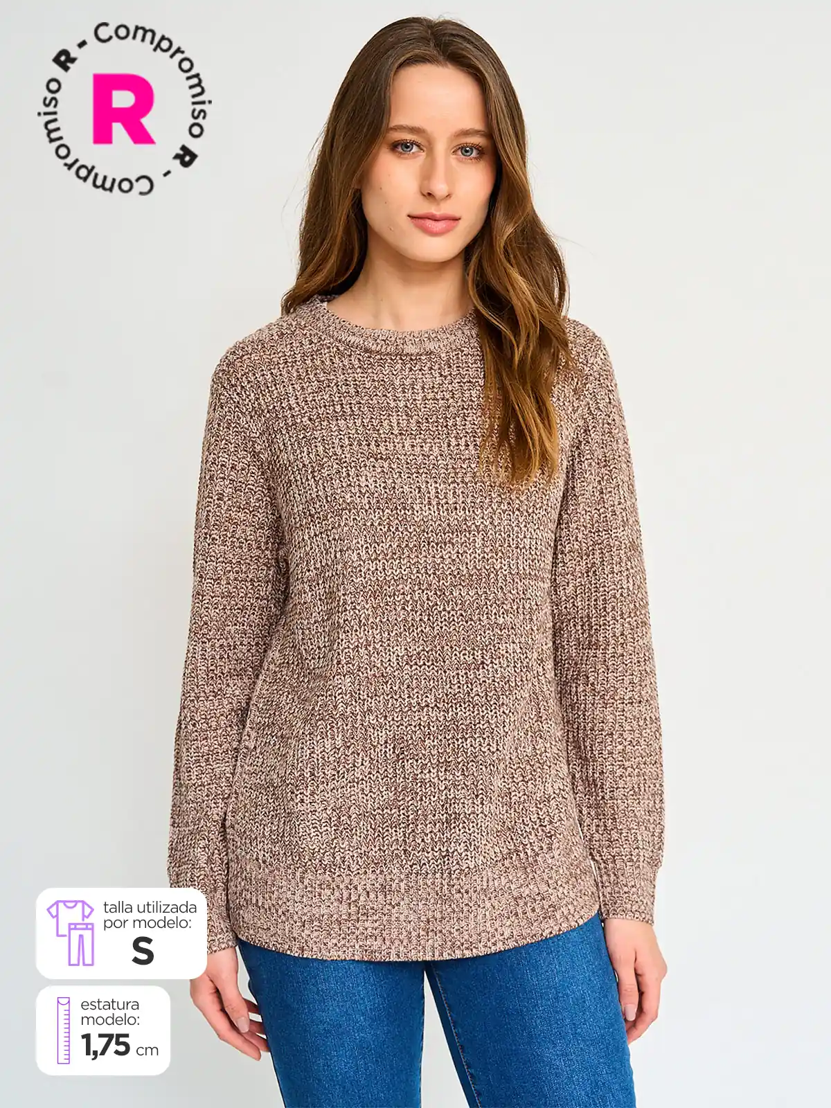 SWEATER MANGA LARGA MUJER AZIZ BICOLOR