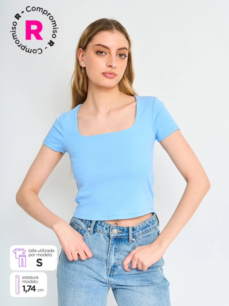 POLERA MUJER INDEX ESCOTE CUADRADO ALGODÓN - 1