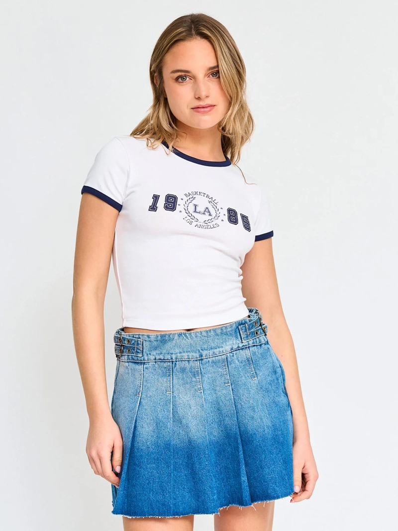 FALDA SHORT ALGODÓN MUJER INDEX TABLEADA - 2