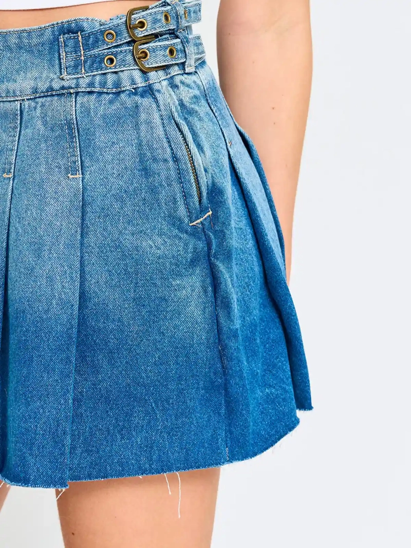 FALDA SHORT ALGODÓN MUJER INDEX TABLEADA - 4