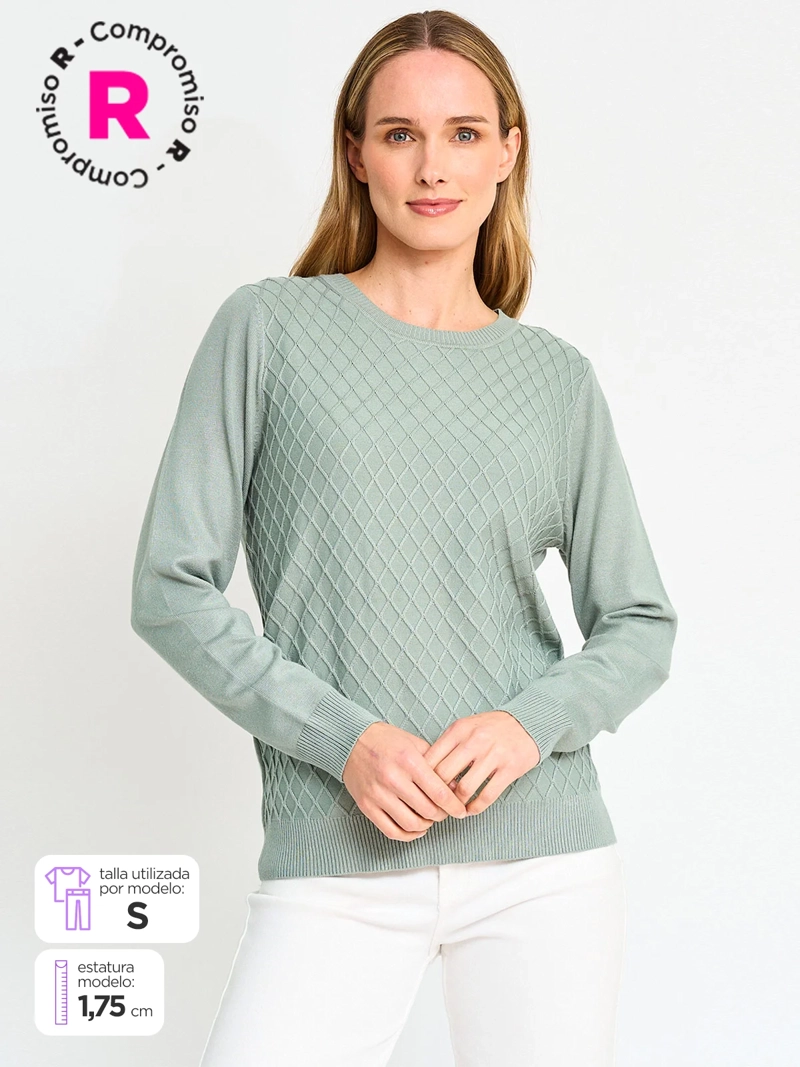 SWEATER MANGA LARGA MUJER AZIZ TRENZADO - 1