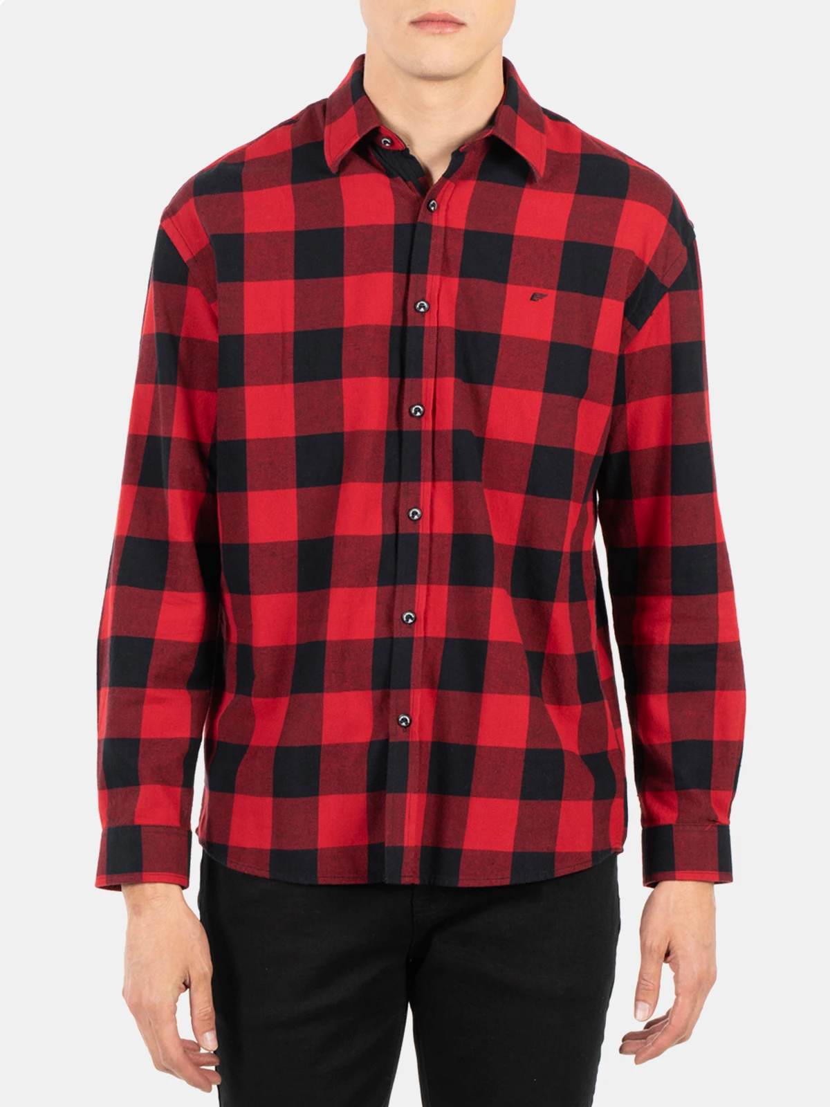 CAMISA MANGA LARGA HOMBRE ELLUS ROJO A CUADROS - 1