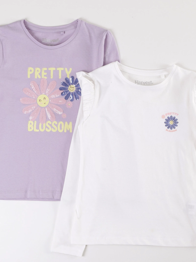 PACK X2 POLERA MANGA LARGA ALGODÓN NIÑA HARVEST LENTEJUELAS Y VUELOS - 3