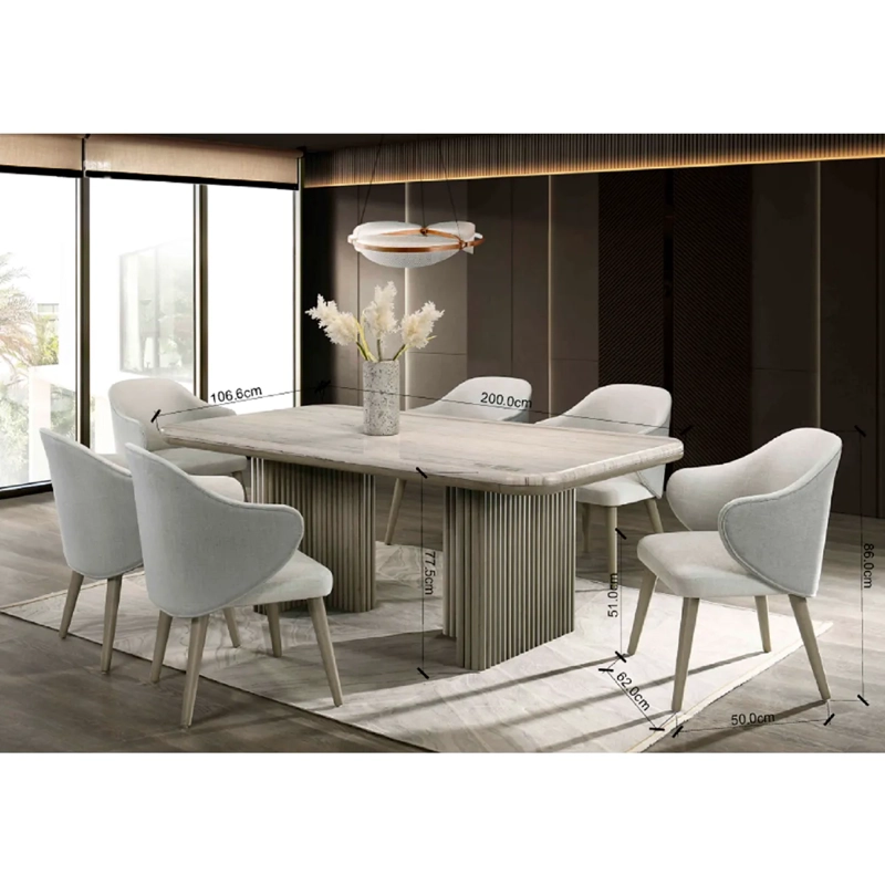 JUEGO DE COMEDOR MAISON LINETT CELINE 6 SILLAS MÁRMOL GENUINO GRIS - 15