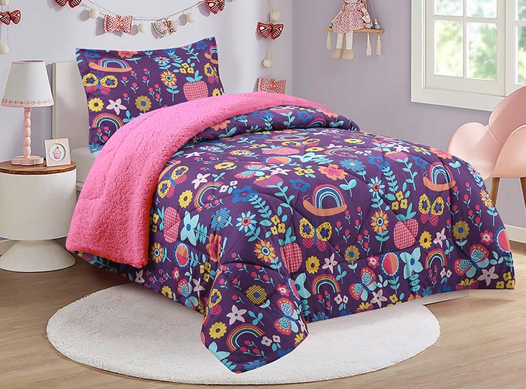 PLUMÓN DORAL SHERPA KIDS FLORES 1.5PL - 1