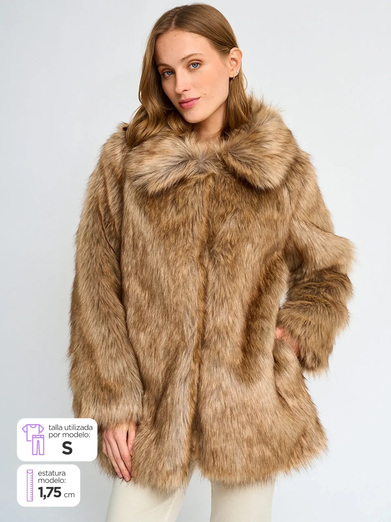 CHAQUETA MUJER TATIENNE CAFE EFECTO PIEL PELUDA