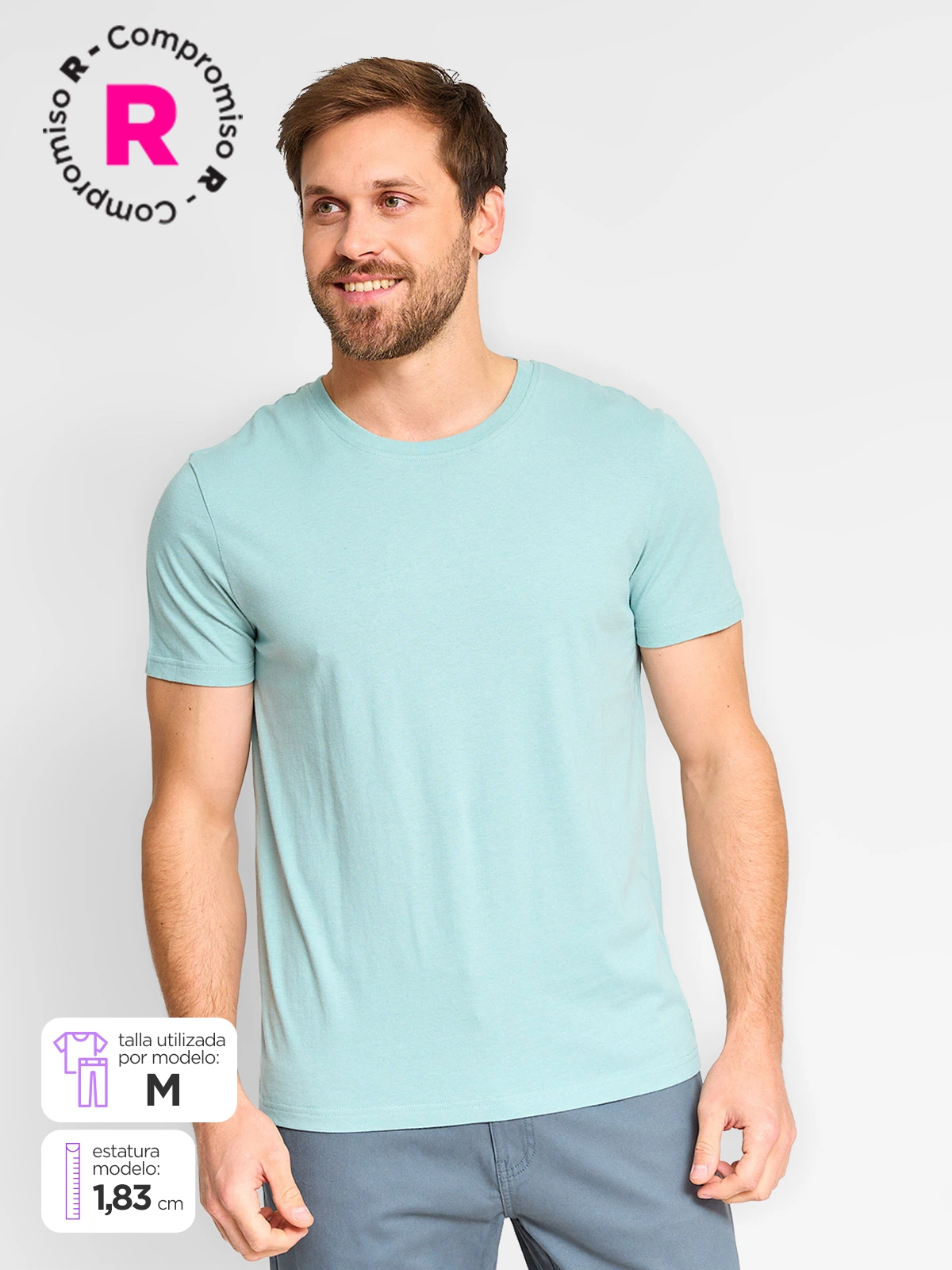POLERA MANGA CORTA ALGODÓN HOMBRE KENNETH STEVENS CUELLO REDONDO - 1