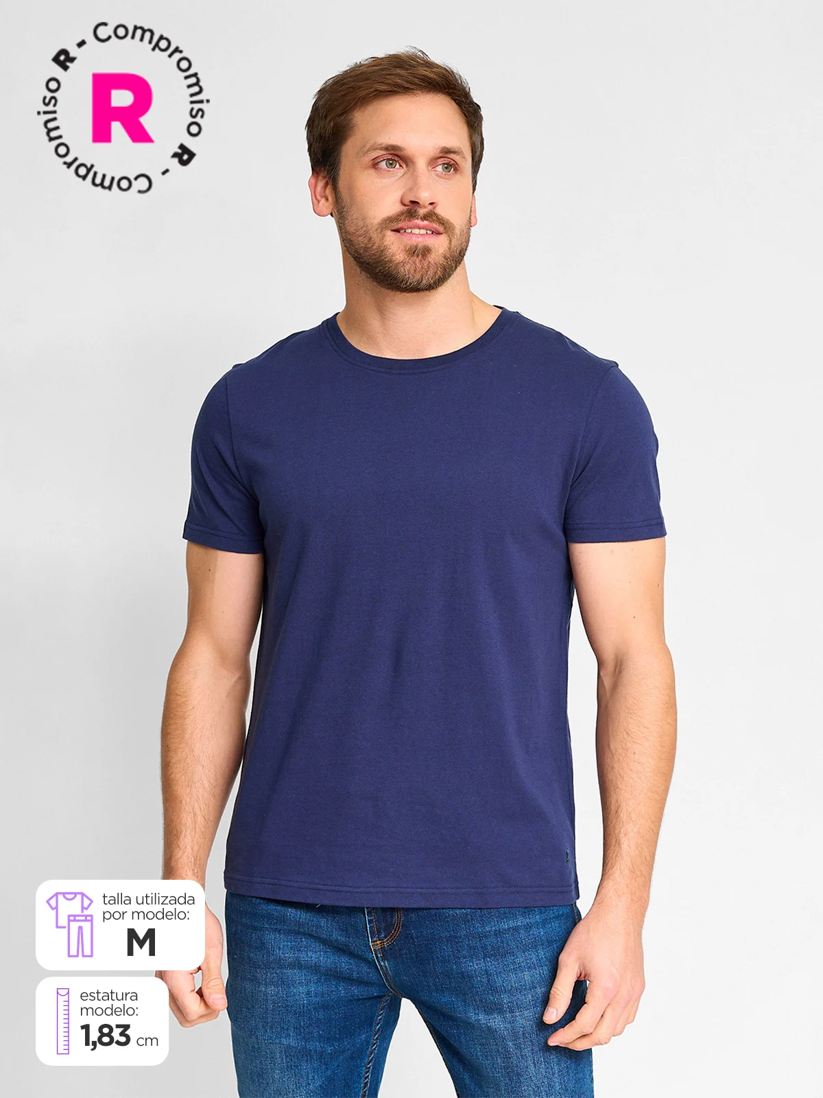 POLERA MANGA CORTA ALGODÓN HOMBRE KENNETH STEVENS CUELLO REDONDO - 1
