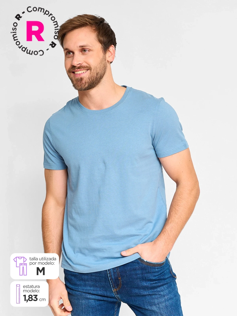 POLERA MANGA CORTA ALGODÓN HOMBRE KENNETH STEVENS CUELLO REDONDO - 1