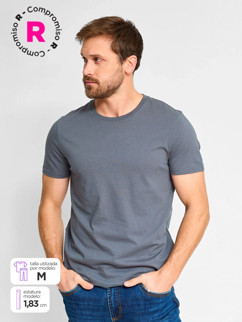 POLERA MANGA CORTA ALGODÓN HOMBRE KENNETH STEVENS CUELLO REDONDO - 1