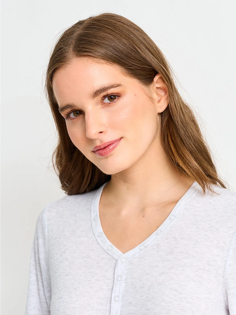 POLERA DE PIJAMA MANGA LARGA MUJER BOTONES - 3