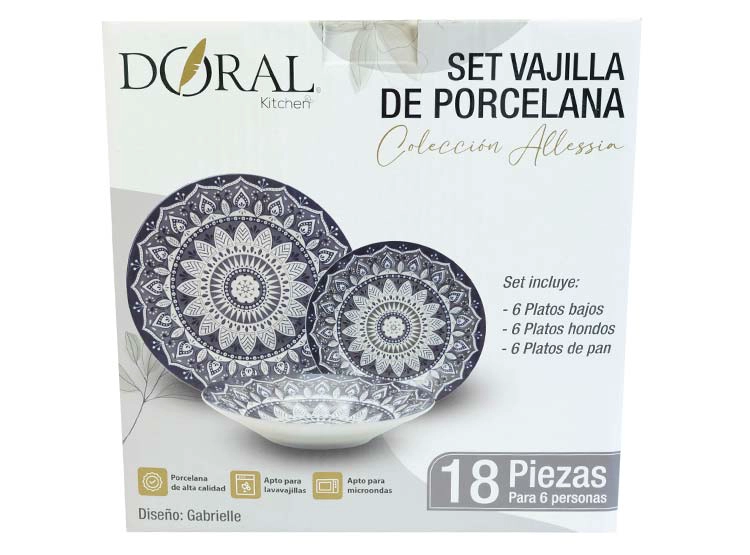 JUEGO DE VAJILLA DORAL GABRIELLE PORCELANA 18PZS - 4