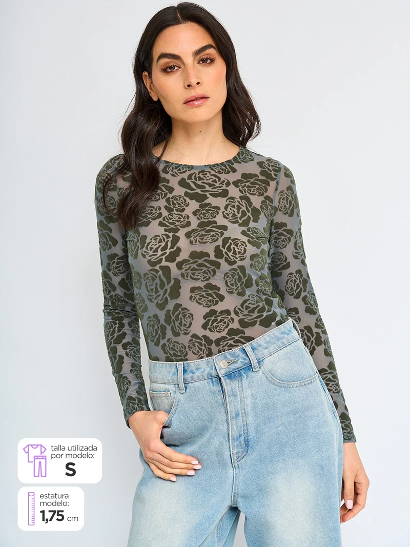 POLERA MANGA LARGA MUJER TATIENNE EFECTO TERCIOPELO - 1