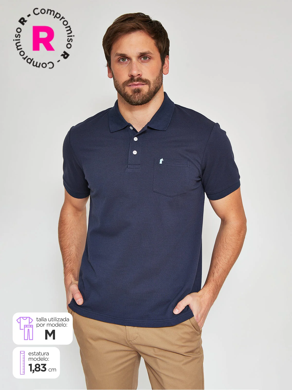 POLERA HOMBRE KENNETH STEVENS MANGA CORTA ALGODÓN PIQUÉ BÁSICA - 1