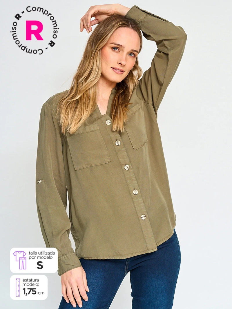 BLUSA MANGA LARGA MUJER AZIZ CAMISERA - 1