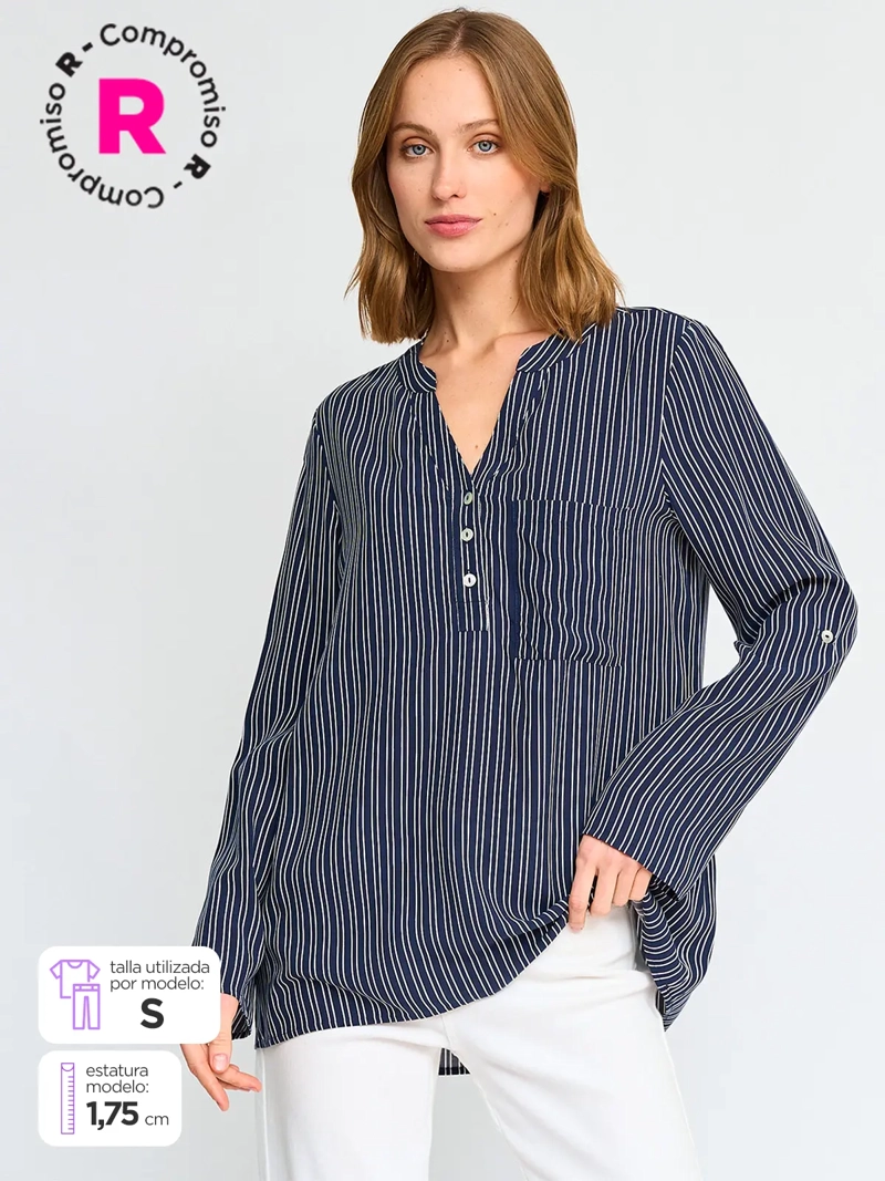BLUSA MANGA LARGA MUJER REGATTA CUELLO MAO ESTAMPADO