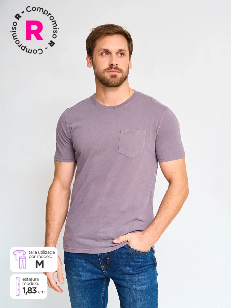 POLERA HOMBRE CACHAREL MANGA CORTA ALGODÓN CUELLO REDONDO - 1