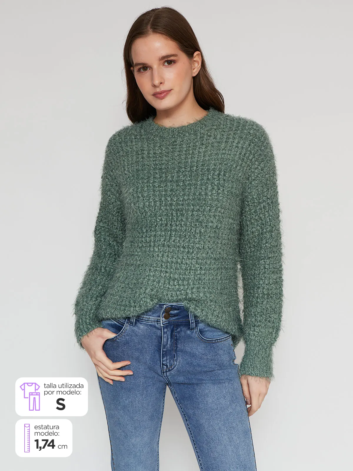 SWEATER MUJER TATIENNE CUELLO REDONDO BRILLOS - 1