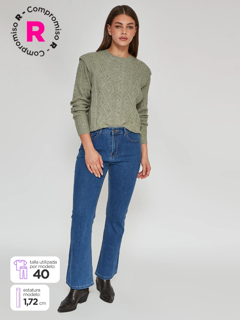 JEANS MUJER AZIZ FLARE ALGODÓN  - 1