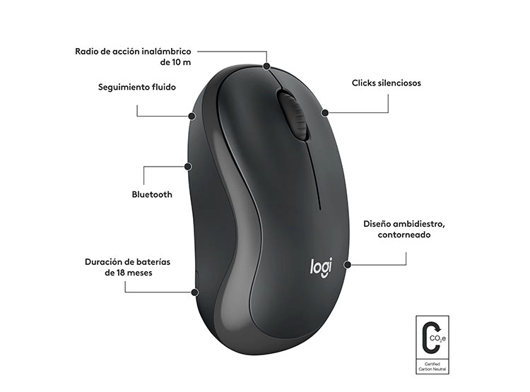 MOUSE INALÁMBRICO LOGITECH M240 GRAFITO - 7