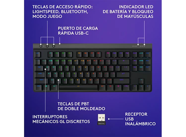 TECLADO WINDOWS MAC OS INALÁMBRICO LOGITECH G515 NEGRO - 6