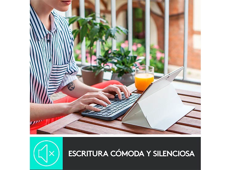 TECLADO WINDOWS MAC OS LINUX INALÁMBRICO LOGITECH PEBBLE KEYS 2 K380 GRAFITO - 3