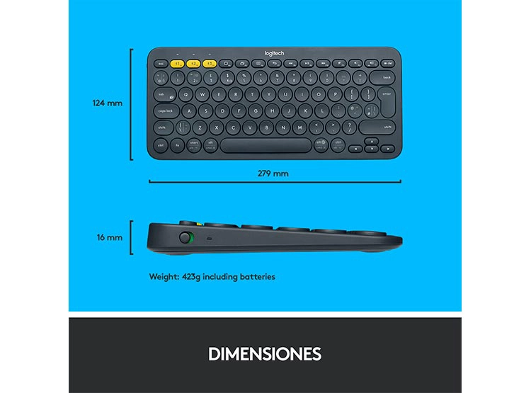 TECLADO WINDOWS MAC OS LINUX INALÁMBRICO LOGITECH PEBBLE KEYS 2 K380 GRAFITO - 8