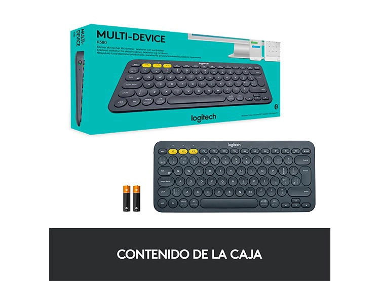 TECLADO WINDOWS MAC OS LINUX INALÁMBRICO LOGITECH PEBBLE KEYS 2 K380 GRAFITO - 9