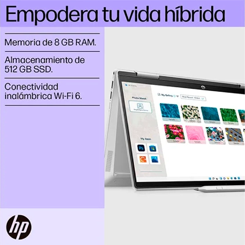 NOTEBOOK HP PAVILION X360 14-EK0010LA INTEL CORE I3 8 GB RAM 512 GB SSD PANTALLA TOUCH 14" - 8