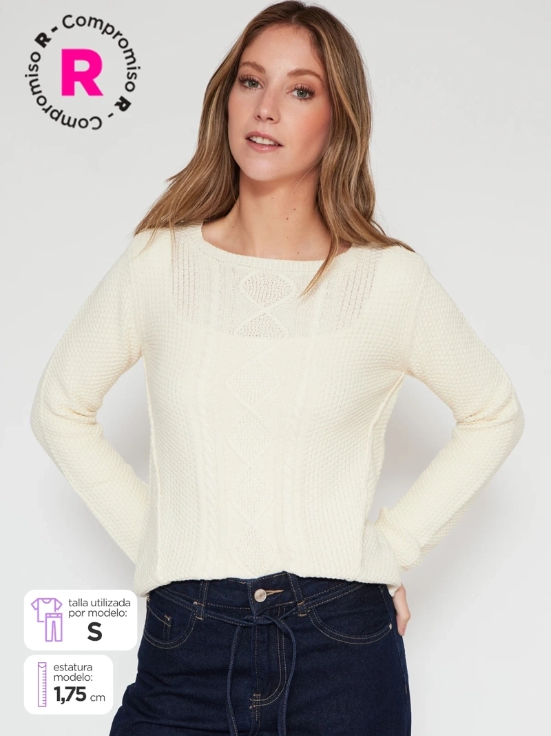 SWEATER MUJER BARBADOS TRENZADO ALGODÓN - 1